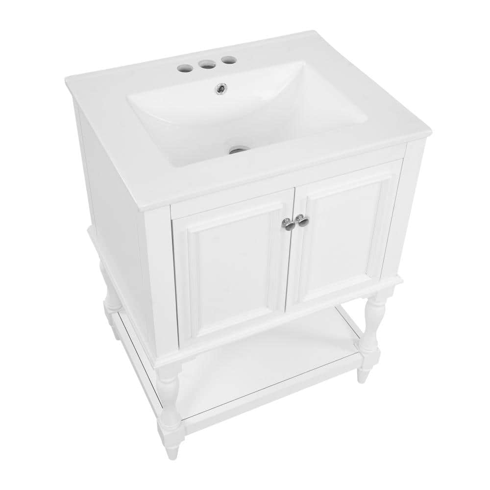 24.40 in. Freestanding White Bath Vanity with White Ceramic Top price history on PriceWatchPro