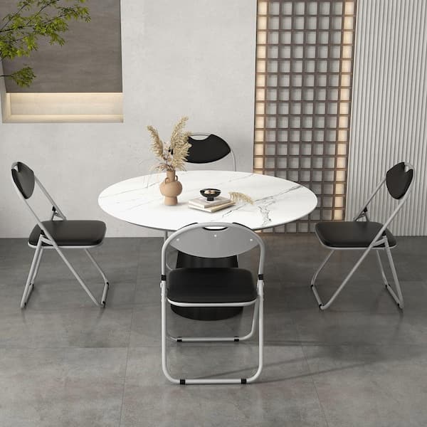 Black U Shape Folding Chairs Furniture Home Outdoor Picnic Portable (Set of 4)