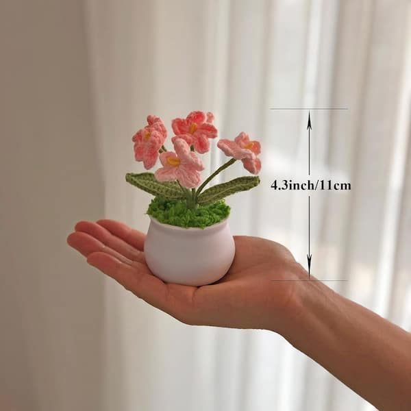 Afoxsos 5.5 in. H Pink Gradient Myosotis Crochet Potted Flower for