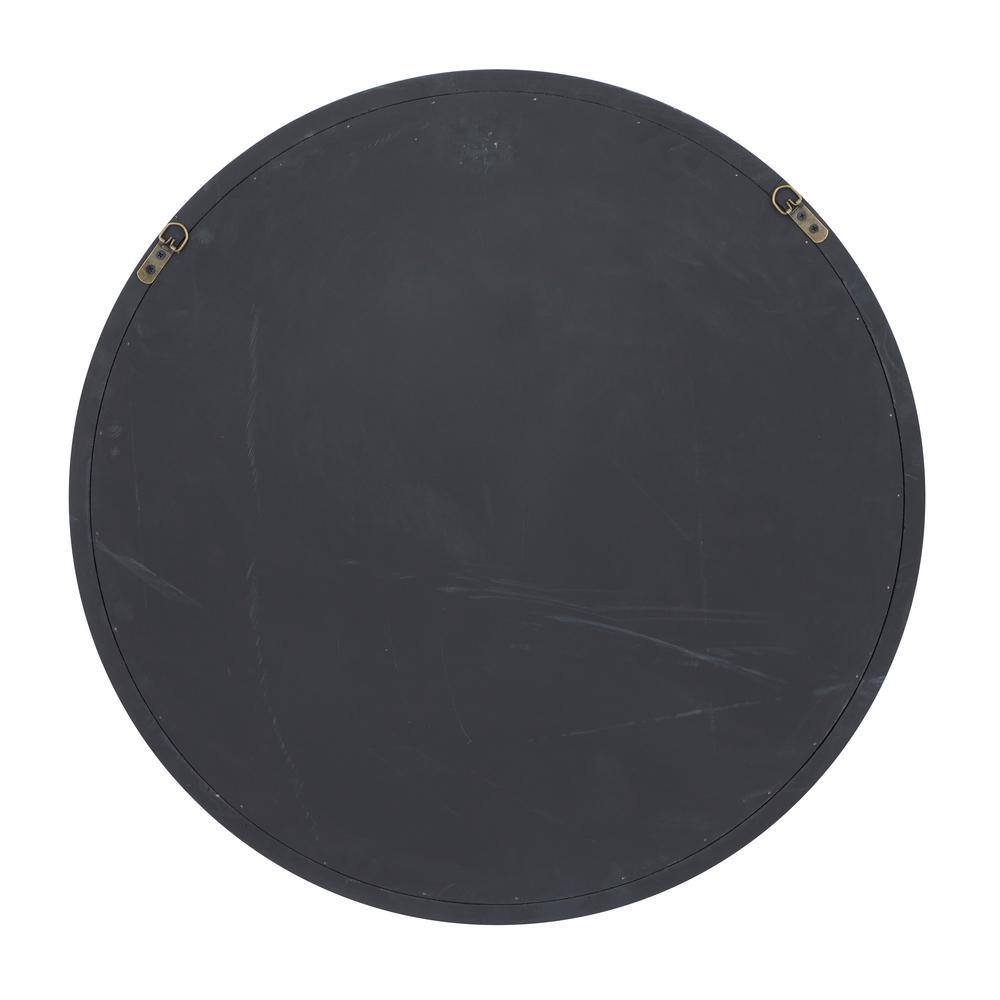30" Modern Round Wall Mirror with Sleek Wooden Frame