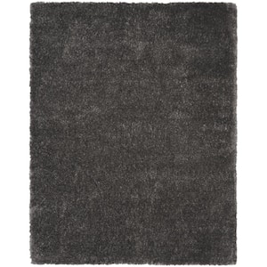 Luxurious Shag Grey 9 ft. x 12 ft. Solid Plush Contemporary Area Rug