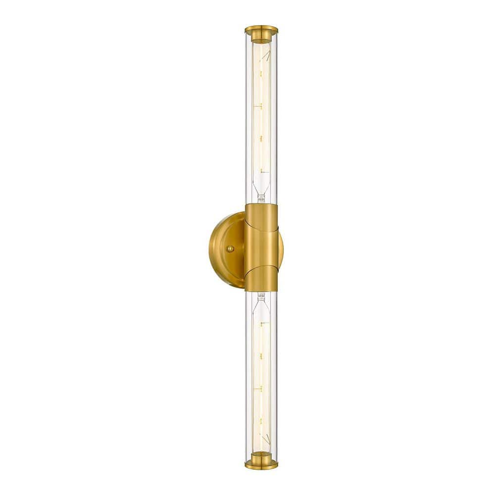 Modern 27 in. 2 Light Brushed Gold Vanity Light with Glass Shade price history on PriceWatchPro