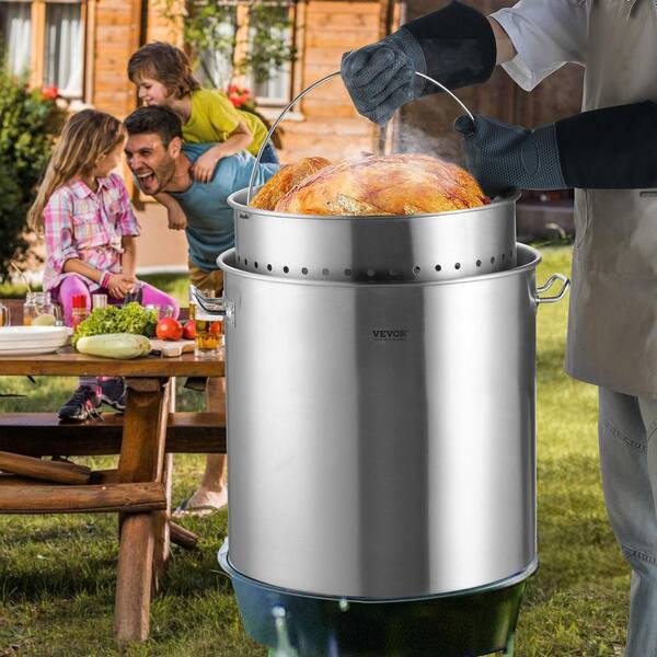 Commercial Stockpot 100 qt. Stainless Steel Nonstick in Silver Cookware Sauce Pot with Lid and Manual, Heavy Duty