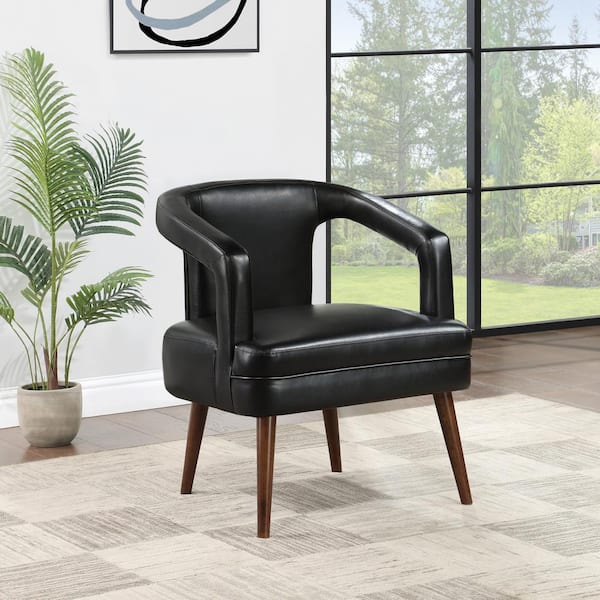 Office Star Products Mason Accent Reception Side Chair in Black Faux Leather