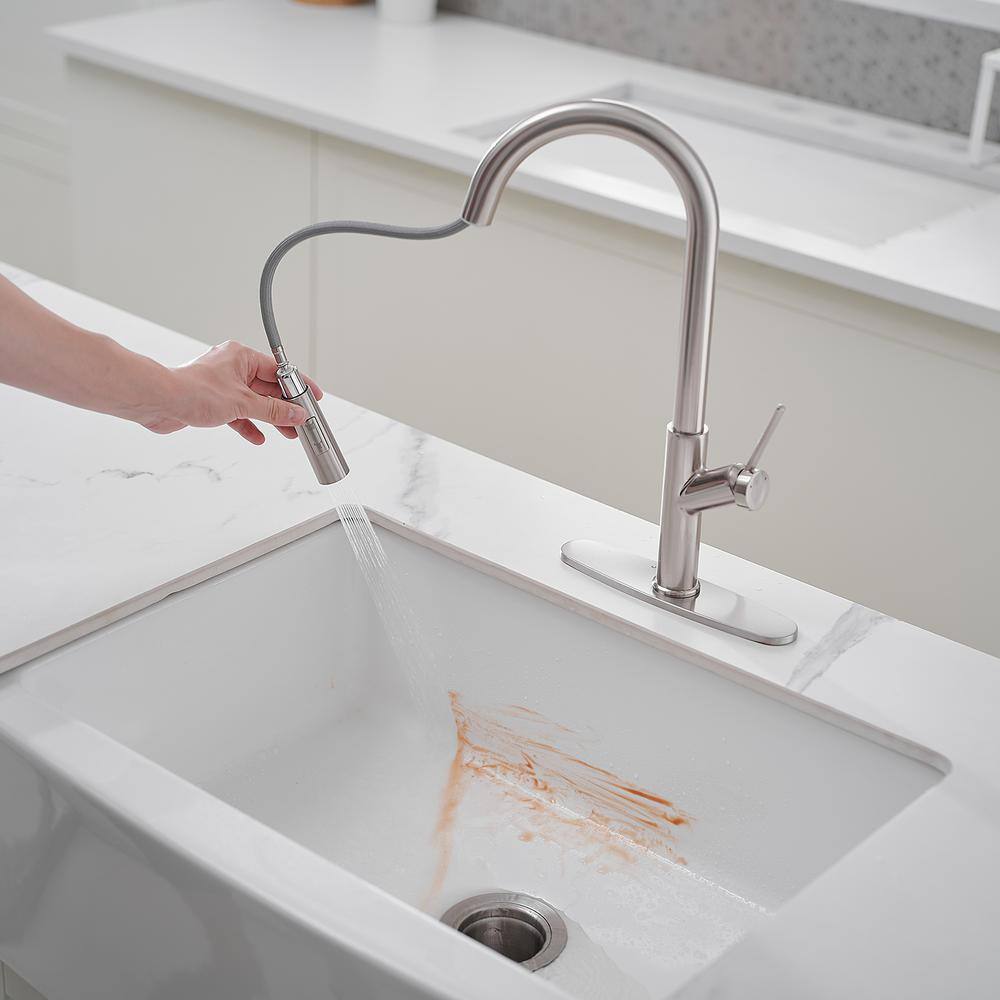 Nickel High-Arc Single Handle Pull-Down Kitchen Faucet