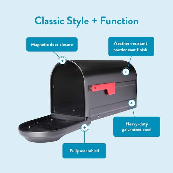 Barrington Black, Large, Steel, Post Mount Mailbox