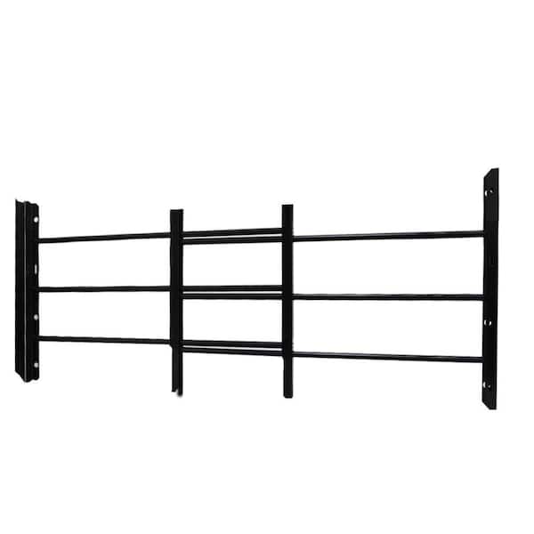 Unique Home Designs 3-Bar Adjustable 23-1/4 in. to 42-1/2 in. Horizontal Hinged Black Window Security Guard