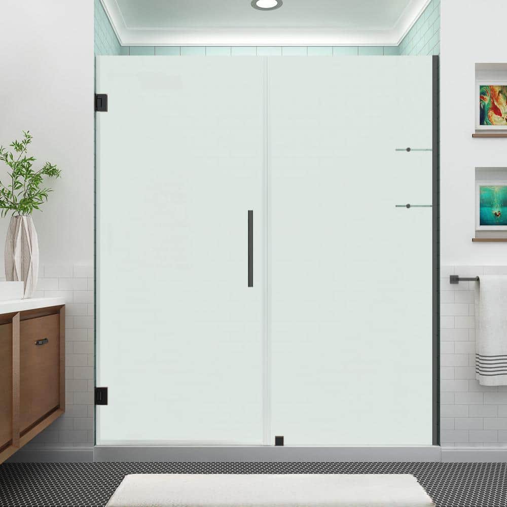 Belmore GS 72" x 72" Frosted Glass Frameless Hinged Shower Door in Oil Rubbed Bronze