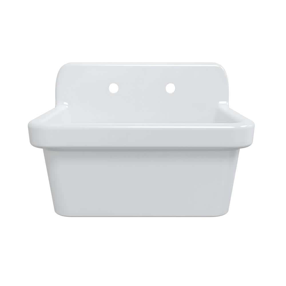 Mason 24-inch White Ceramic Farmhouse Wall Mount Utility Sink