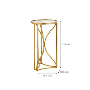 Gold Leaf Metal and Glass Accent Table with Hourglass Shape Base (15.75 in. W x 27.75 in. H)