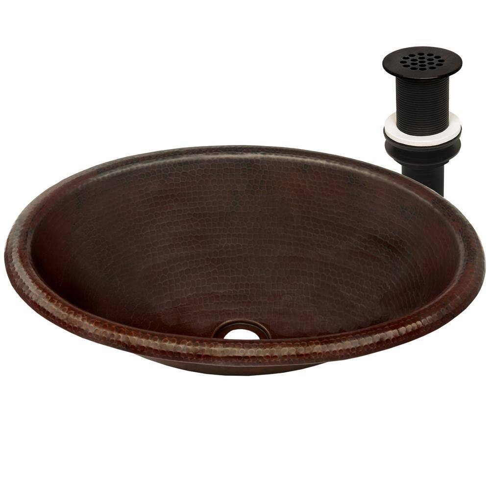 Novatto Cordoba Copper Drop In Bathroom Sink And Oil Rubbed Bronze Strainer Drain Tcu 003anorb The Home Depot
