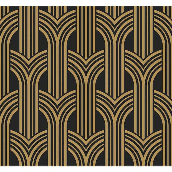 Seabrook Designs Antique Gold Broadway Arches Paper Un-Pasted Non-Woven Wallpaper Roll 60.75 sq. ft.