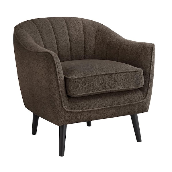 HomeSullivan Brown Mid-Century Modern Channel-Tufted Armchair with Removable Cushion Cover