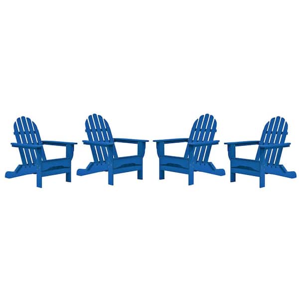 DUROGREEN Icon Royal Blue Recycled Plastic Adirondack Chair (4-Pack)