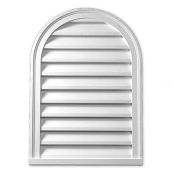 Fypon 14 in. x 22 in. Round Top White Polyurethane Weather Resistant Gable Louver Vent