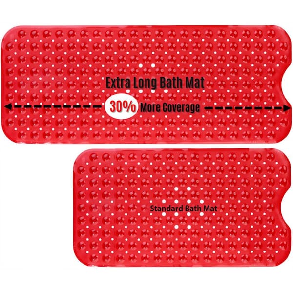 SlipX Solutions Extra Long Vinyl Bath Mat - Red