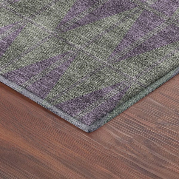 Mayfield Premium Machine Washable Abstract AMF2415 Plum 5 ft. x 7 ft. 6 in. Area Rug