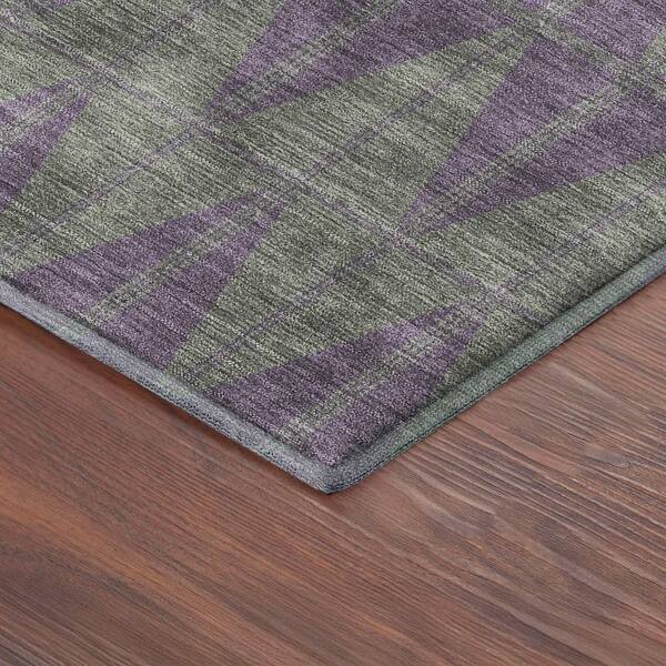 Mayfield Premium Machine Washable Abstract AMF2415 Plum 8 ft. x 8 ft. Round Rug
