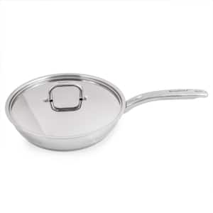 Belly Shape 10.5 in. 18/10 Stainless Steel Skillet with SS Lid 2.5 Qt.