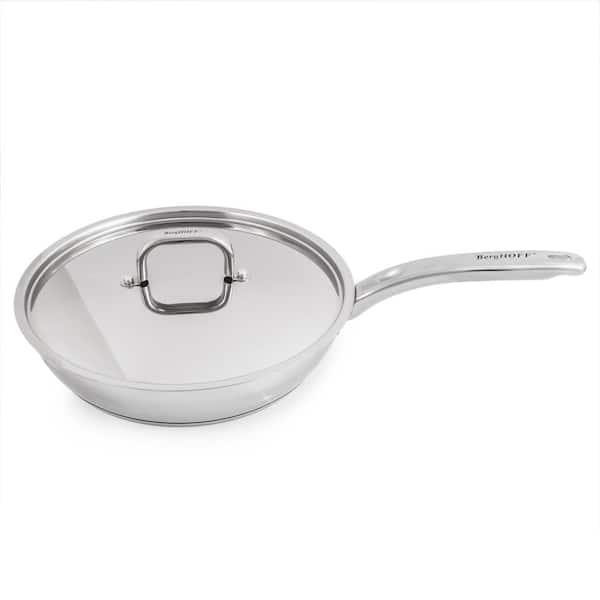 BergHOFF Belly Shape 10.5 in. 18/10 Stainless Steel Skillet with SS Lid 2.5 Qt.