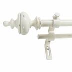 Urn 26 in. - 48 in. Adjustable Double Curtain Rod 5/8 in. in Disressed White with Finial