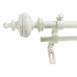 Urn 26 in. - 48 in. Adjustable Double Curtain Rod 5/8 in. in Disressed White with Finial