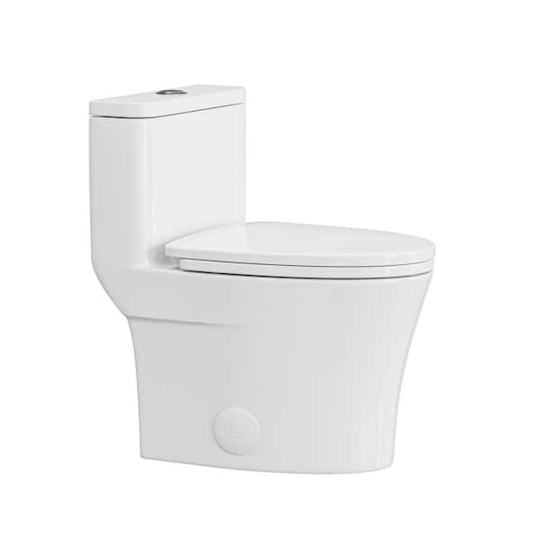1-Piece 12 in. Rough In 1.1/1.6 GPF Dual Flush Elongated Toilet in White with Quick-Release Seat
