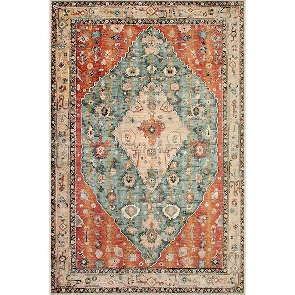 5 X 7 Multi-Colored Geometric Tribal Washable Living Room Bedroom Rug Oriental Soft Dining Room Rugs