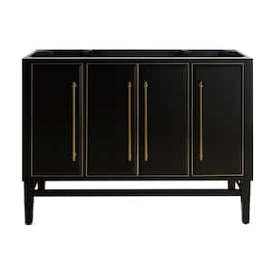 Mason 48 in. Bath Vanity Cabinet Only in Black with Gold Trim