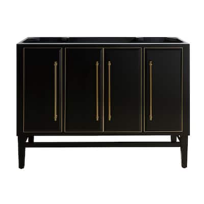 Mason 48 in. Bath Vanity Cabinet Only in Black with Gold Trim