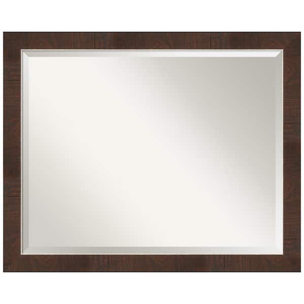 Amanti Art Wildwood Brown Narrow 31.25 in. H x 25.25 in. W Framed Wall Mirror