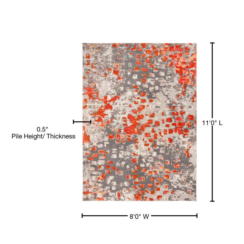 Monaco Abstract Geometric Grey/Orange 8' x 11' Area Rug