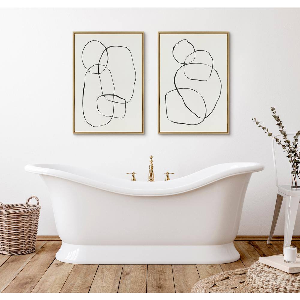Set of 2 Gold Framed Abstract Canvas Art Prints