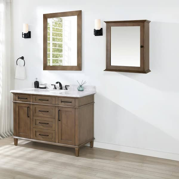 Sonoma 24 in. W x 8 in. D x 27 in. H Rectangular Surface Mount Almond Latte Medicine Cabinet with Mirror