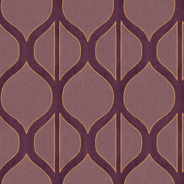 The Wallpaper Company 56 sq. ft. Lilac and Aubergine Modern Geometric Design Wallpaper