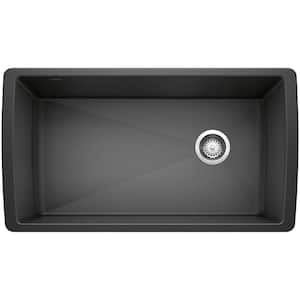 DIAMOND Silgranit Undermount Granite Composite 33.5 in. Single Bowl Kitchen Sink in Anthracite