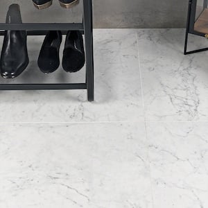 Marmo Bianco 23.62 in. x 23.62 in. Polished Marble Look Porcelain Floor and Wall Tile (15.49 sq. ft./Case)