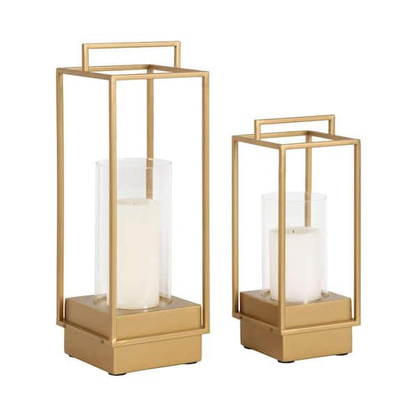 Kate and Laurel Brandt Gold Wood and Metal Candle Holder 2-Pack