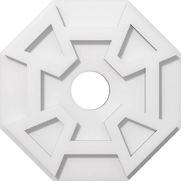 Ekena Millwork 1 in. P X 4-3/4 in. C X 14 in. OD X 3 in. ID Logan Architectural Grade PVC Contemporary Ceiling Medallion