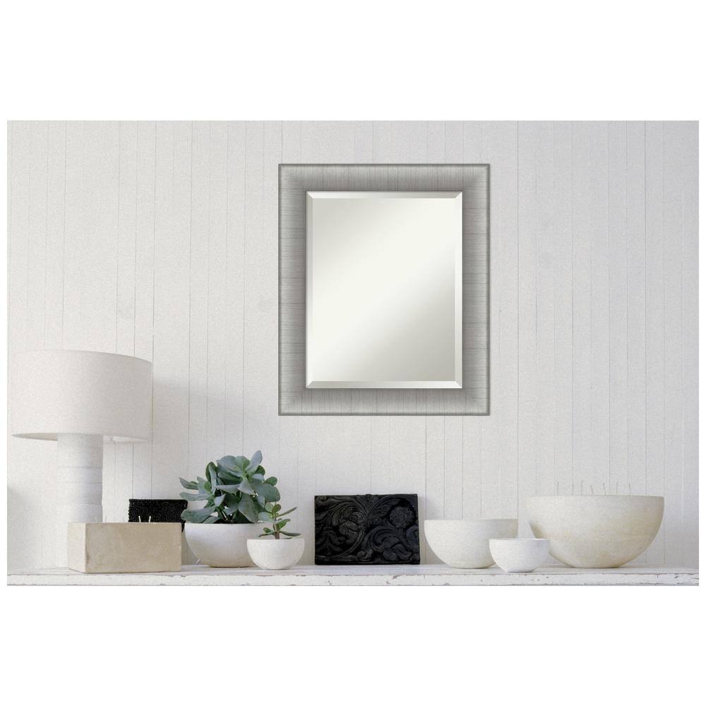 Elegant Brushed Pewter Medium Rectangular Vanity Mirror