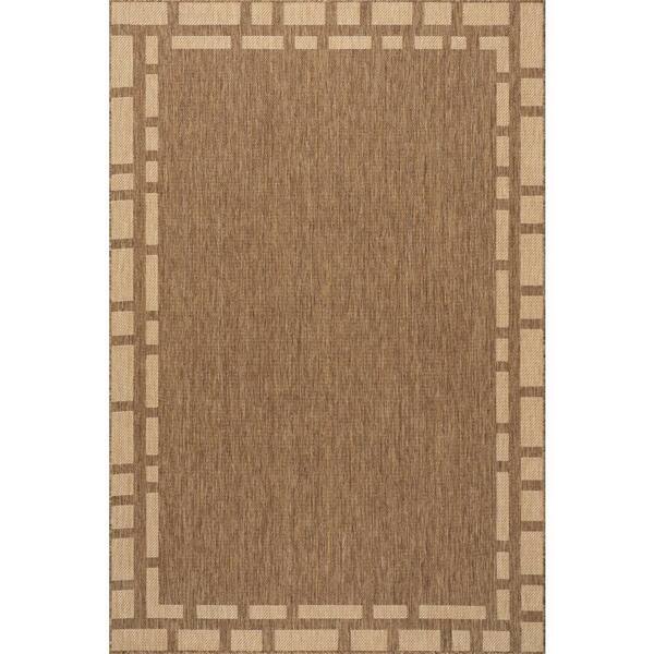 Bellia Striped Light Brown 5 ft. x 8 ft. Outdoor Area Rug