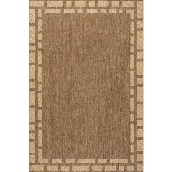 Bellia Striped Light Brown 7 ft. x 9 ft. Outdoor Area Rug