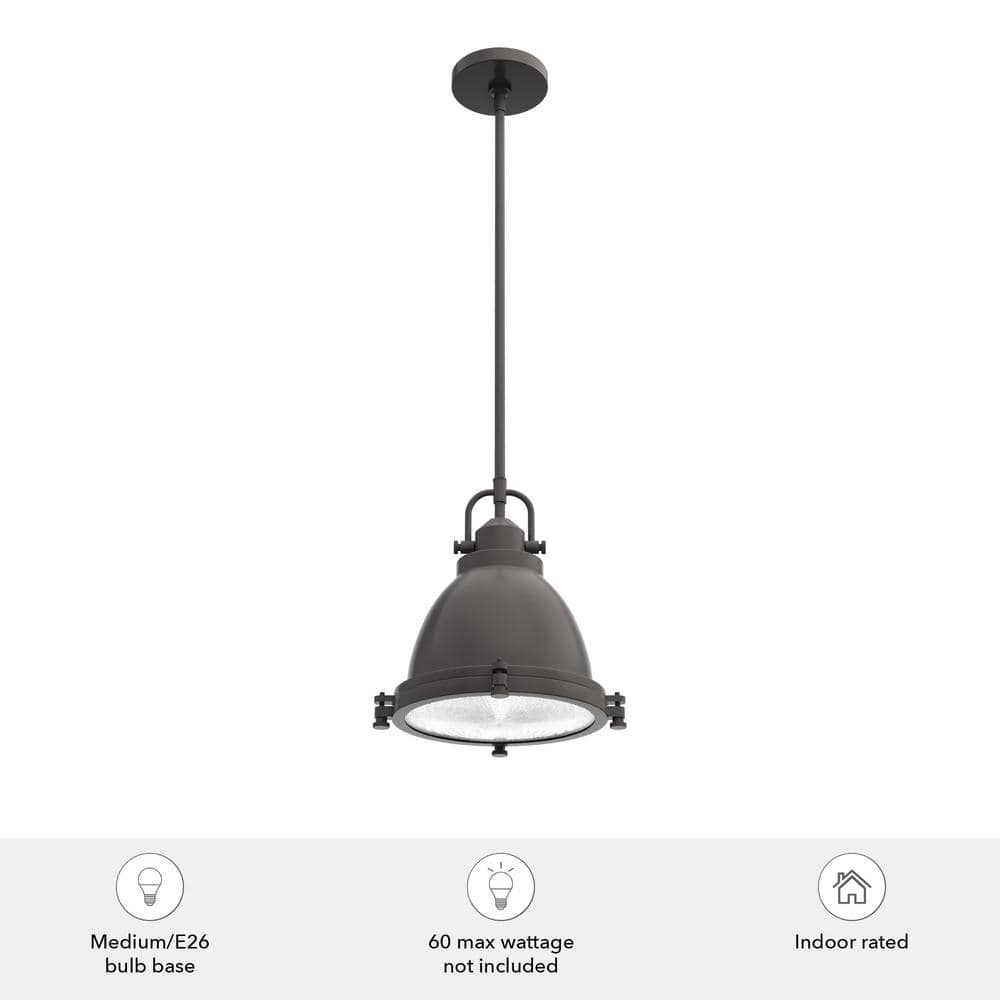 Bridgemoor Noble Bronze Dome Pendant with Clear Holophane Glass