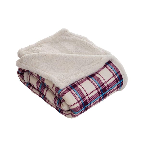 Lavish Home Red and Blue Polyester Throw Blanket