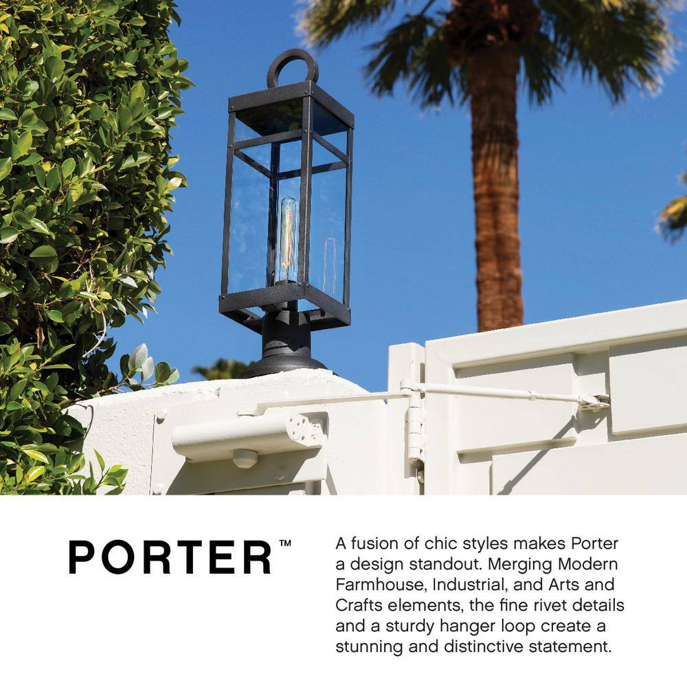 Aged Zinc 22.75" Outdoor Post Lantern with Clear Glass