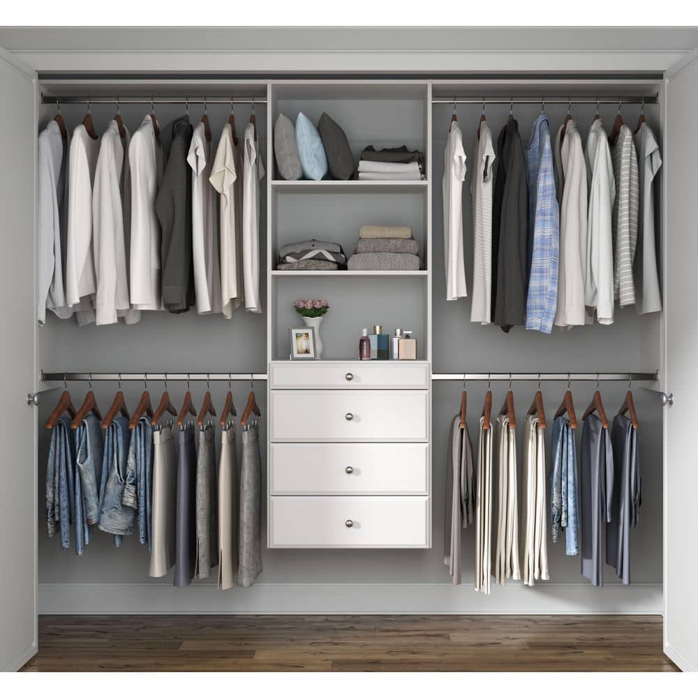 衣服棚 96'' Closet System with 6 Closet Drawers, Sturdy Closet Organizer