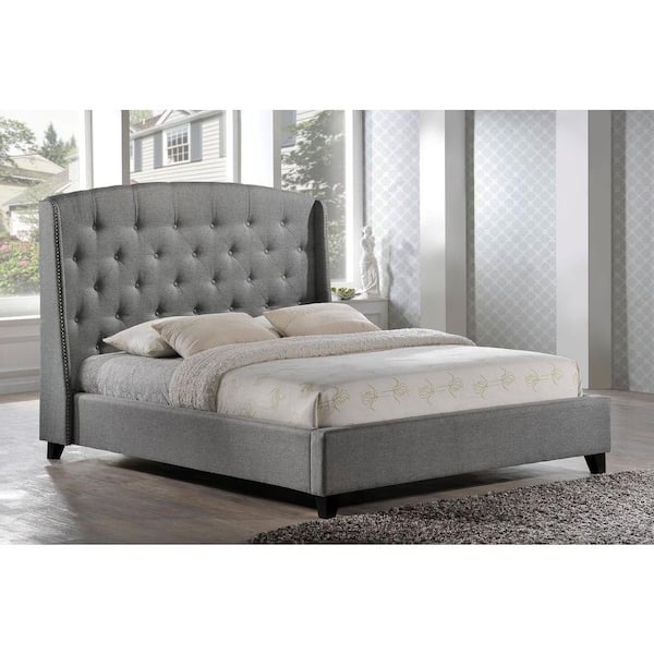 luxeo Laguna Gray Queen Upholstered Bed