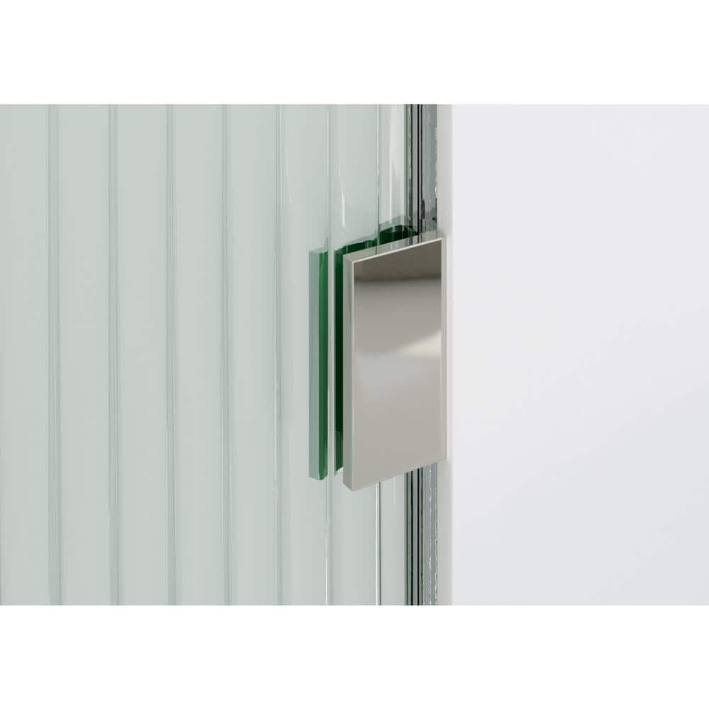 Aurora 58.25" Frameless Fluted Glass Bath Panel with Chrome Finish
