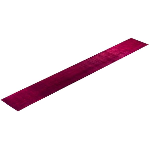 Overdyed Pink 3 ft. x 20 ft. Solid Wool Indoor Runner Rug