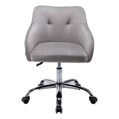 Gray Velvet Fabric Office Chair with Arm, Adjustable Height, Swivel, Modern Leisure Task Chair for Home Office